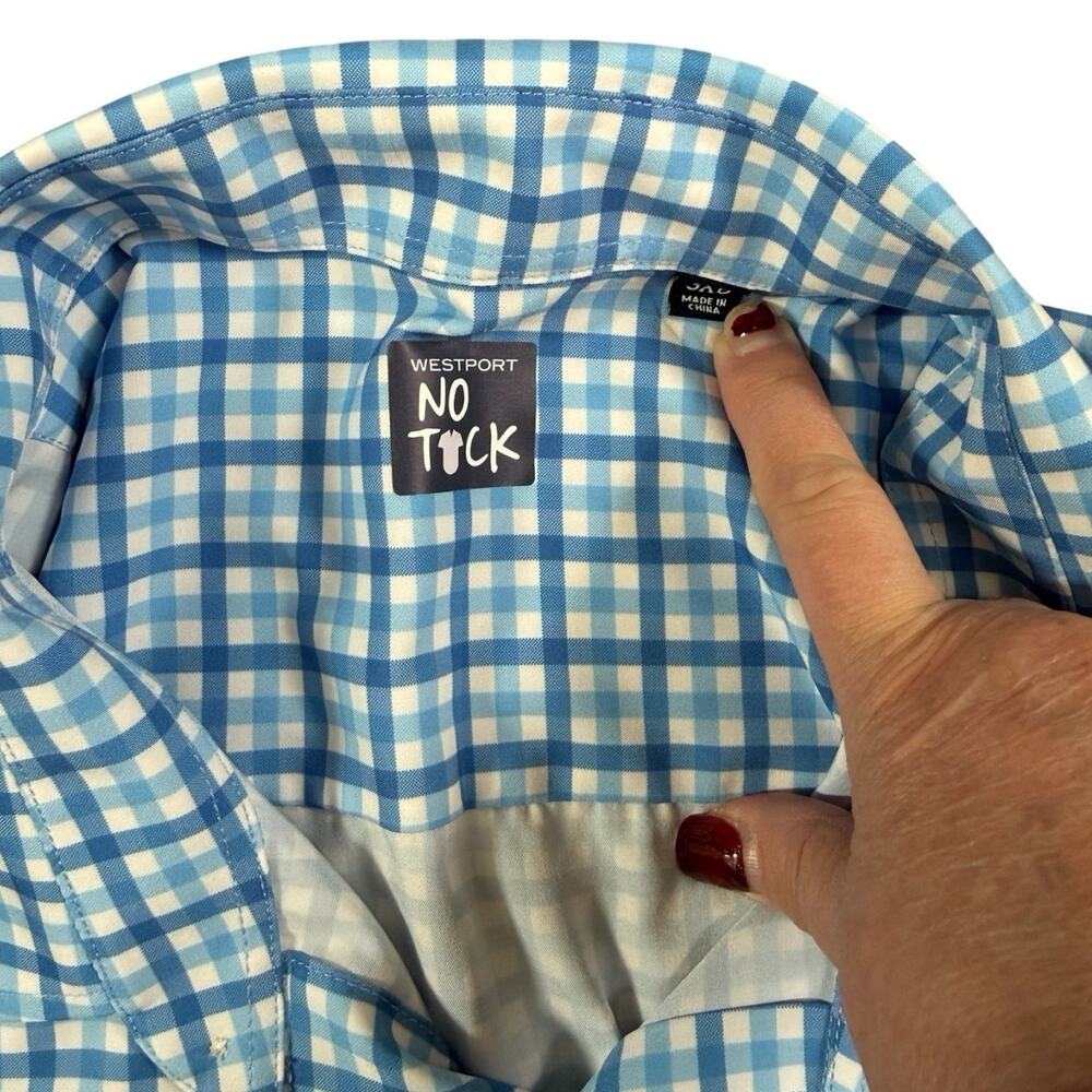 Westport No Tuck Blue Check 3XB button down shirt men's EUC